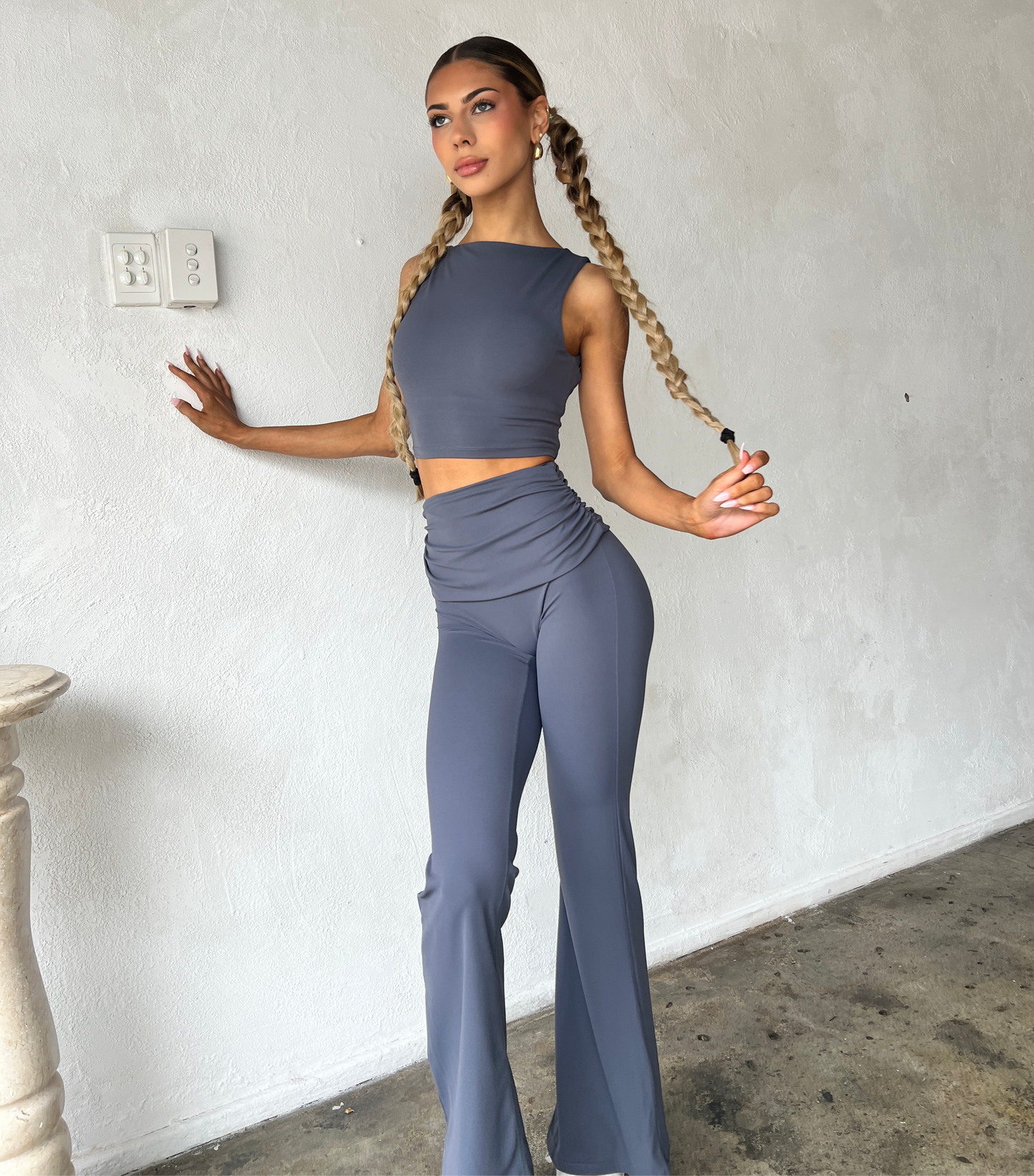 Crush Flared Leggings - Dusk