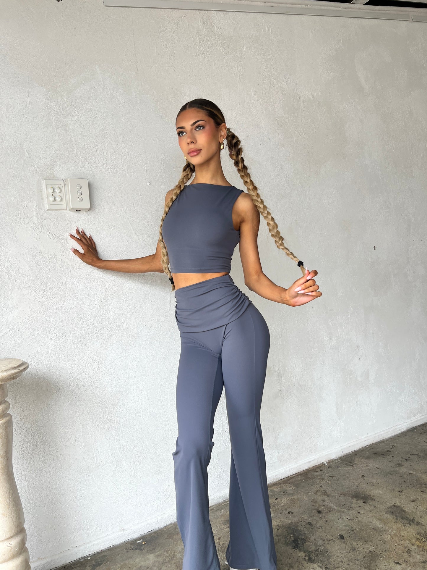 Crush Flared Leggings - Dusk