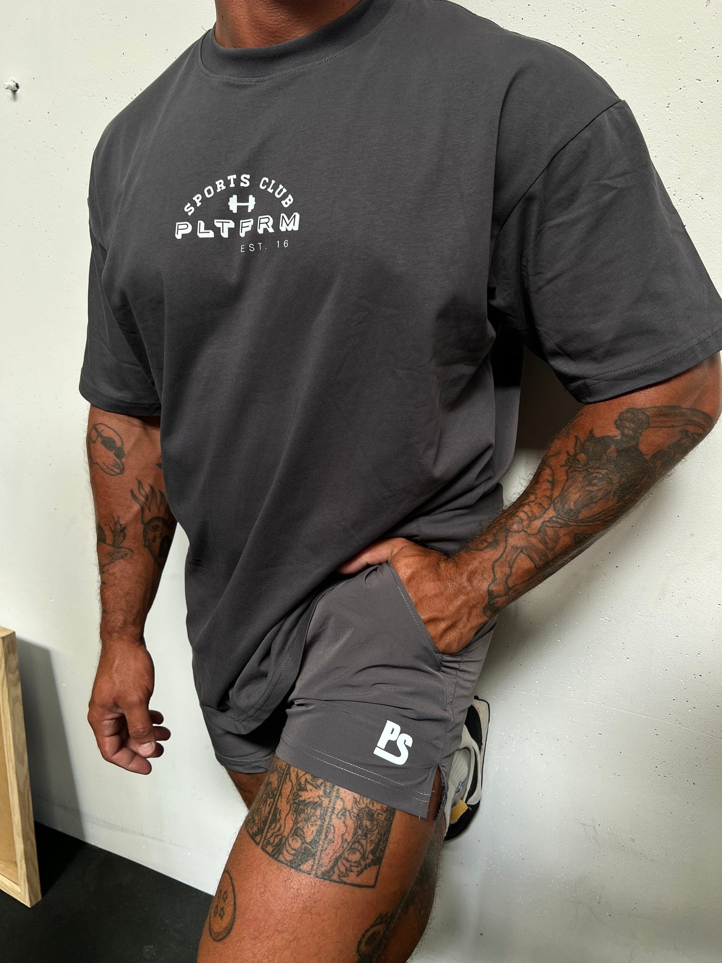 Sports Club Tee - Charcoal